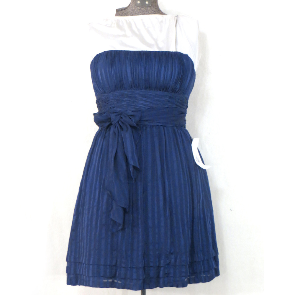BCBG Max Azria Strapless Blue Silk Party Dress